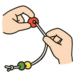 紐通しをしている手元のイラスト